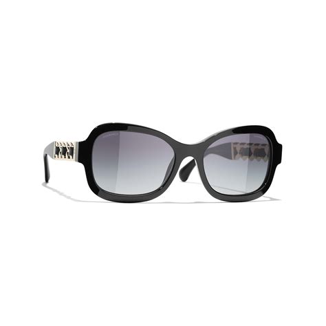 chanel sunglasses 5456qb|Rectangle Sunglasses Acetate & Calfskin Black .